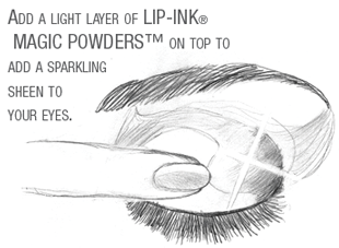 Add a light layer of LIP-INK® Magic Powders on top to add a sparkekling sheen to your eyes.